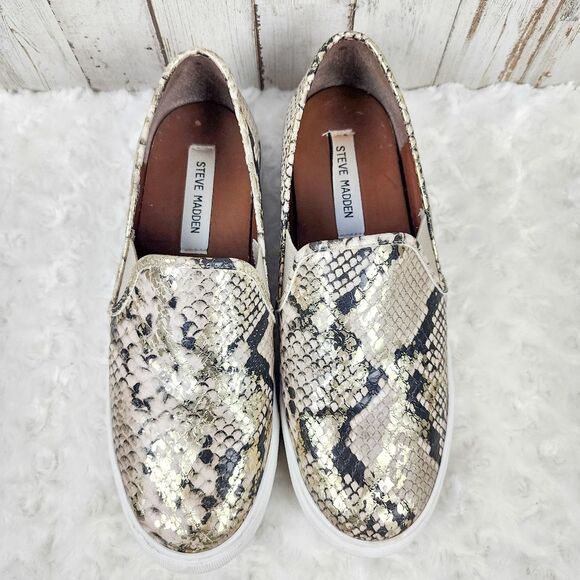 Steven Madden Snakeskin Slip On Sneakers Size 9.5 - Picture 9 of 10